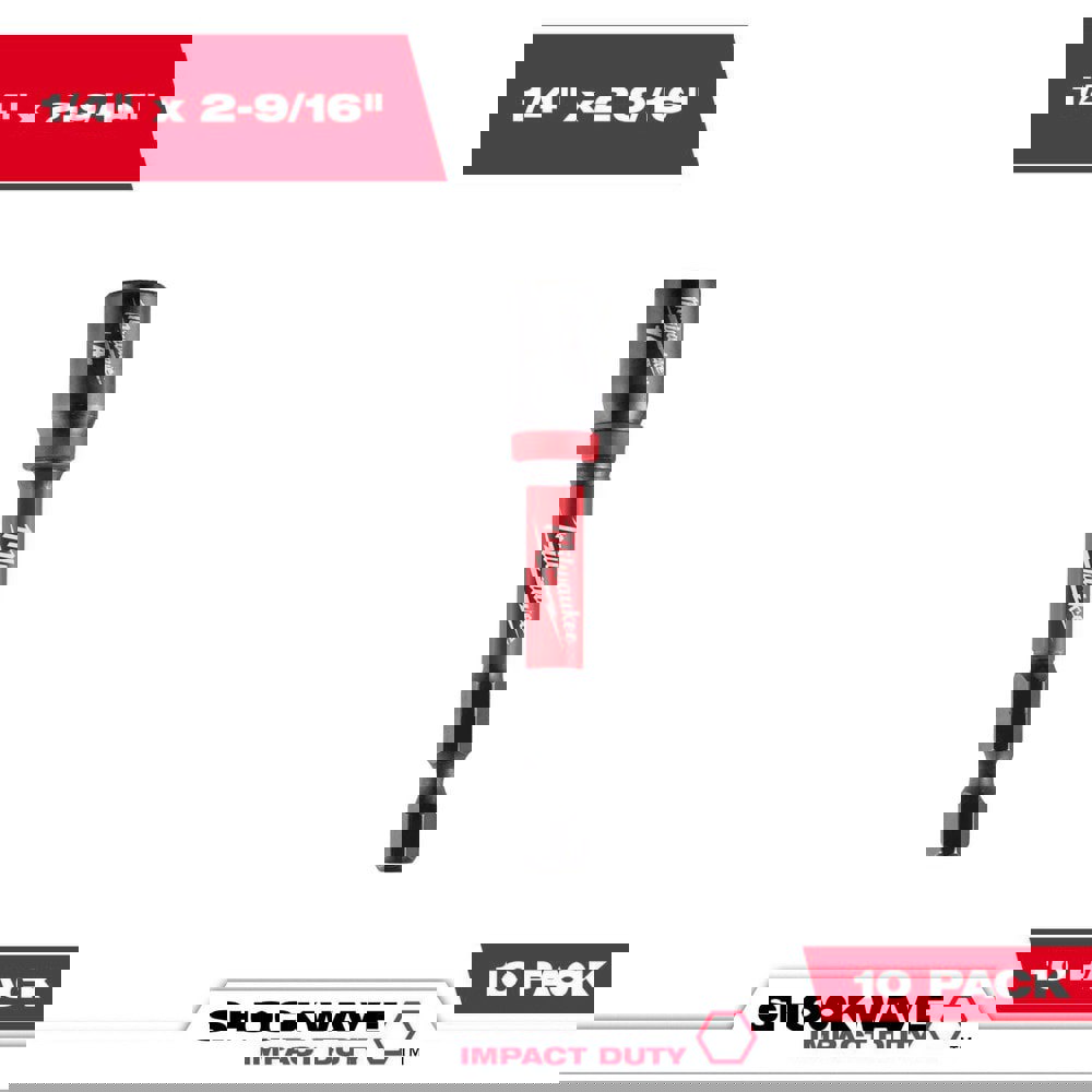 Power & Impact Screwdriver Bit Sets; Bit Type: Impact Nut Driver ; Point Type: Hex ; Drive Size: 1/4 ; Overall Length (Inch): 2-9/16 ; Hex Size Range (Inch): 1/4 ; Blade Width: 1/4